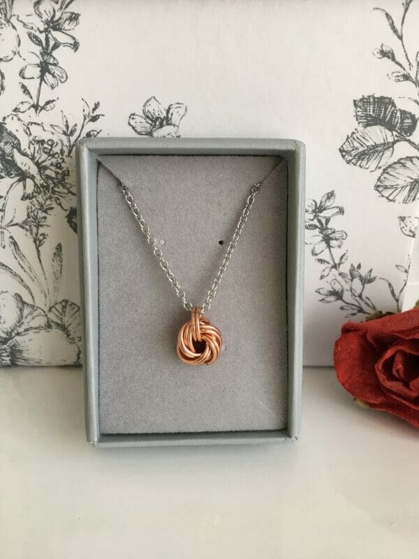 Copper Infinity Knot Pendant Necklace, Earrings or Jewellery Set – 7th Anniversary Gift - Image 2