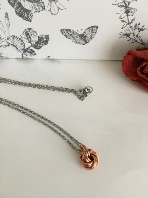 Copper Infinity Knot Pendant Necklace, Earrings or Jewellery Set – 7th Anniversary Gift
