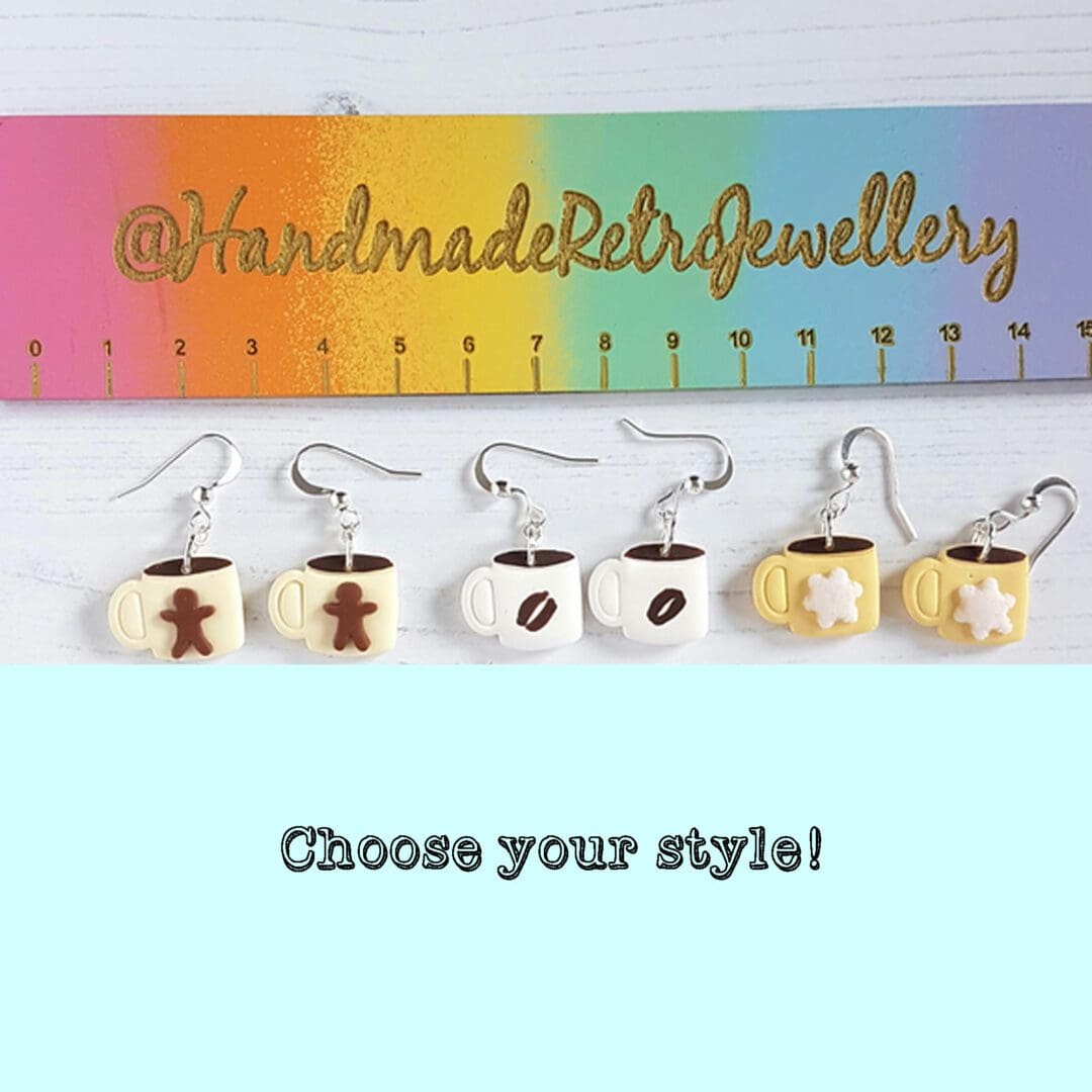 Winter themed earrings CHOOSE YOUR STYLE hats, mugs, gingerbread - Image 9