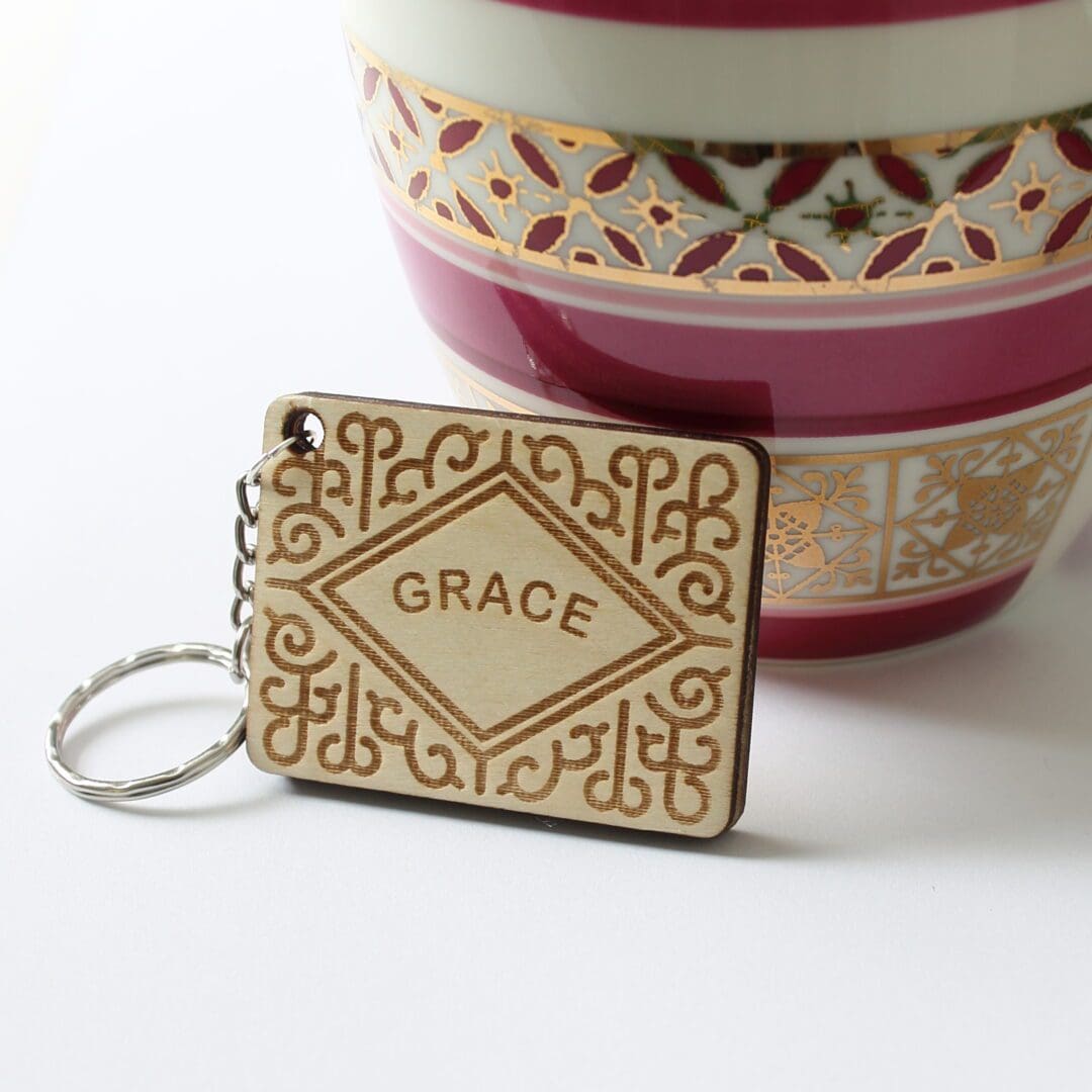 Personalised Wooden Custard Cream Keyring - Image 4