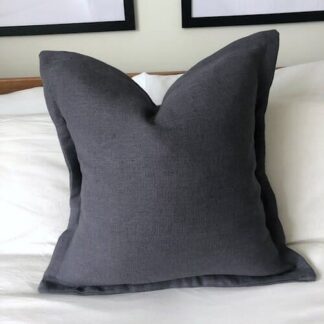 French vintage linen pillow cover, with Oxford edging, French Country