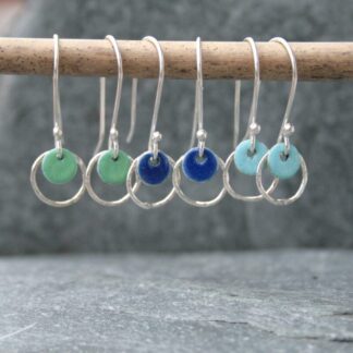 Enamel and hoop drop earrings