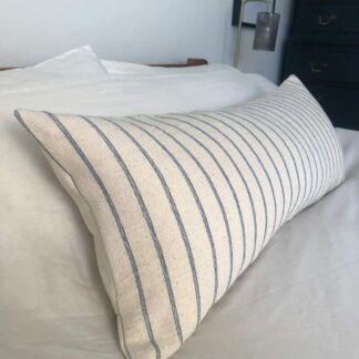 long oblong bolster cushion cover, Hmong neutral and blue striped pillow
