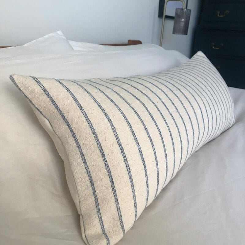 long oblong bolster cushion cover, Hmong neutral and blue striped pillow