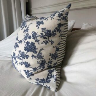 Blue floral pillow covers, French country farmhouse style