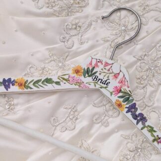 Personalised bride's keepsake wedding dress hanger