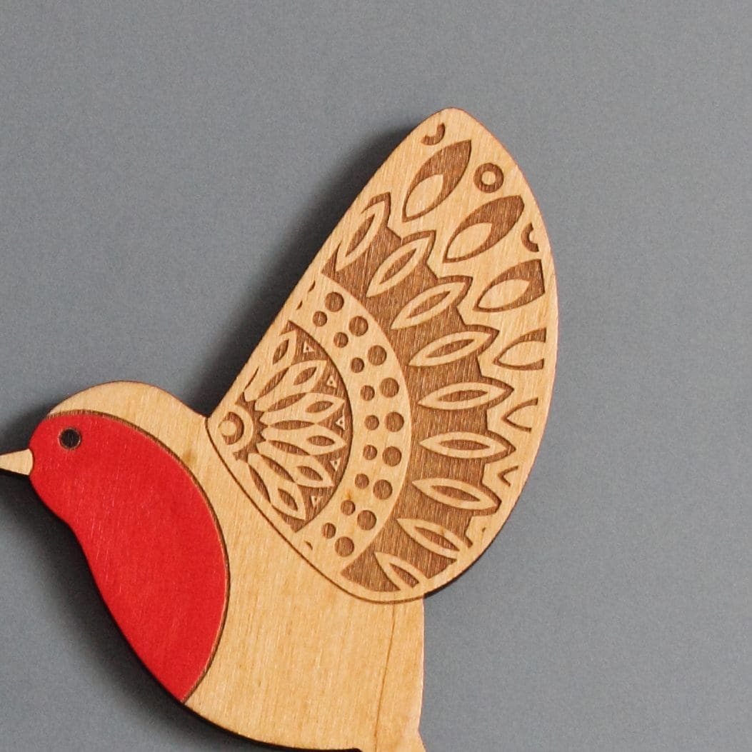 Folk Art Inspired Wooden Robin Wall Hangings - Image 3