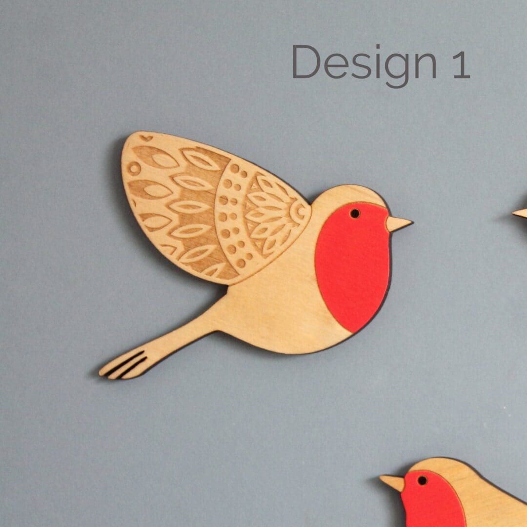 Folk Art Inspired Wooden Robin Wall Hangings - Image 5