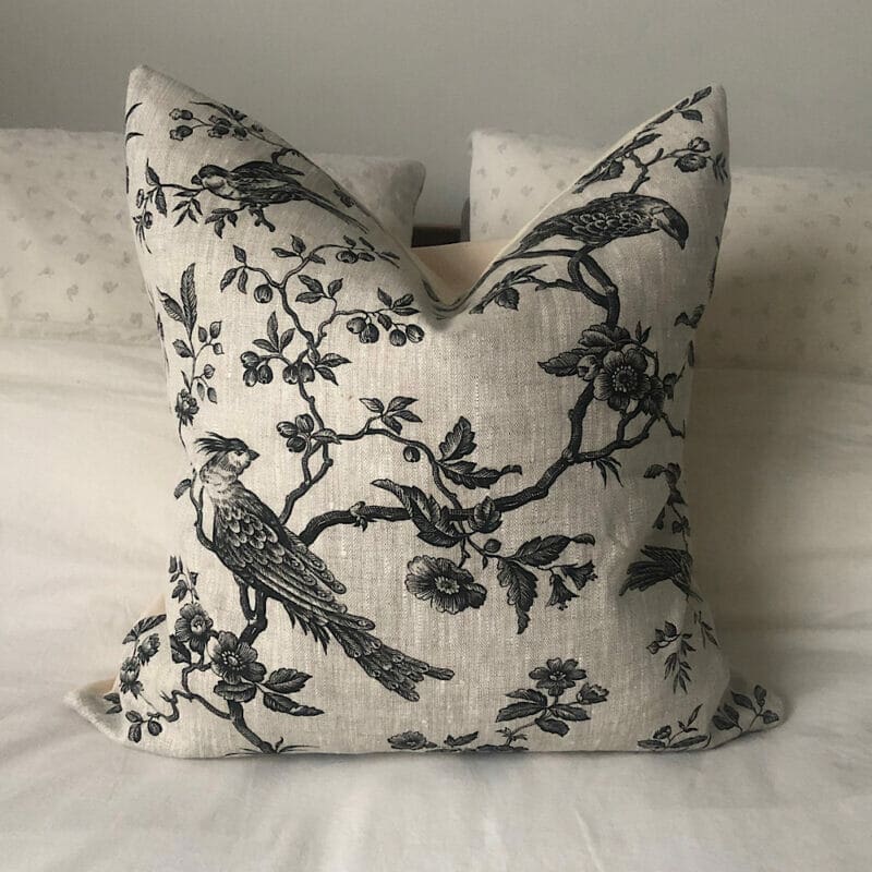 French Country pillow covers, black toile de jouy cushion covers