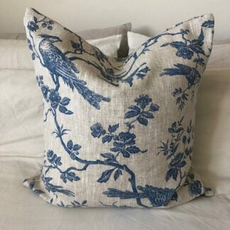 French Country Pillows, toile de jouy cushion covers, blue linen
