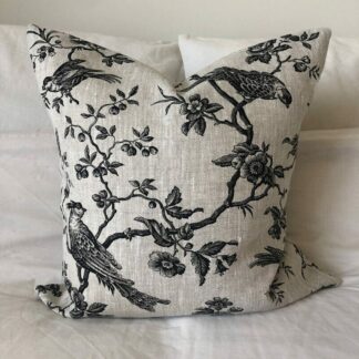 French toile pillow cover, in beige and black linen
