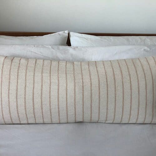 long bolster cushion cover, Hmong batik brown striped fabric - Image 4