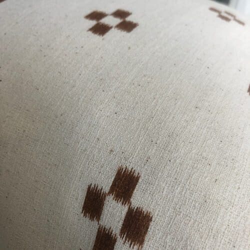 woven boho pillow, Hmong batik neutral and rust handwoven fabric - Image 4