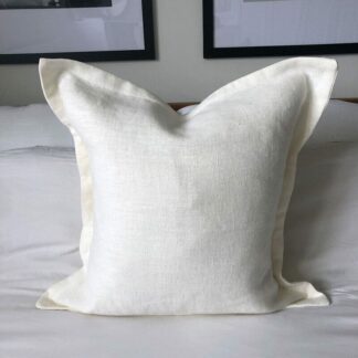 ivory cream linen cushion cover, with Oxford edging, French Country