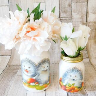 Hedgehogs Painted 1 Litre or 500 ml Kilner Storage Jar Vase