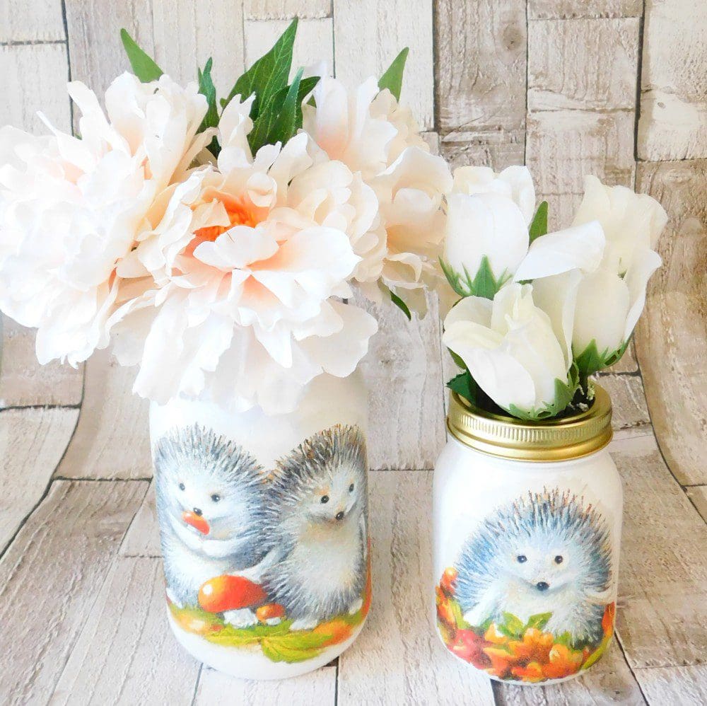 Hedgehogs Painted 1 Litre or 500 ml Kilner Storage Jar Vase