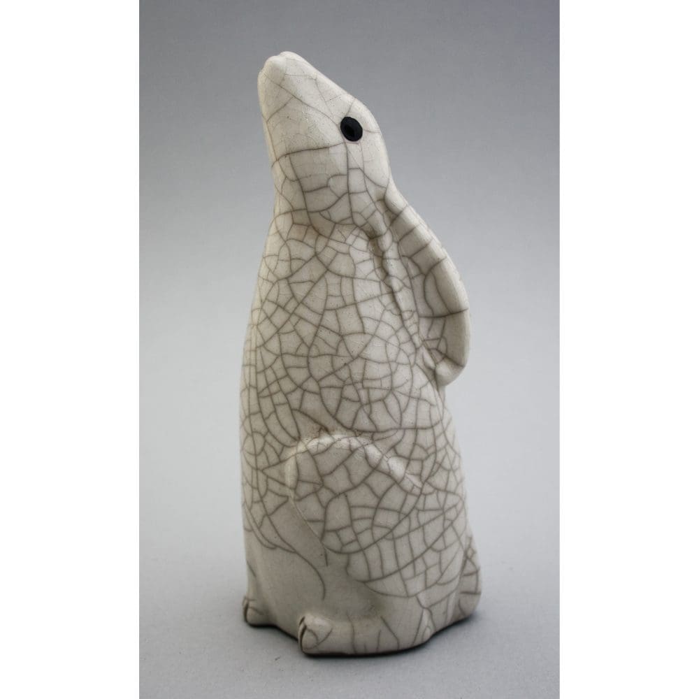 Moongazing Hare, large - Ceramic raku fired animal sculpture - Image 3