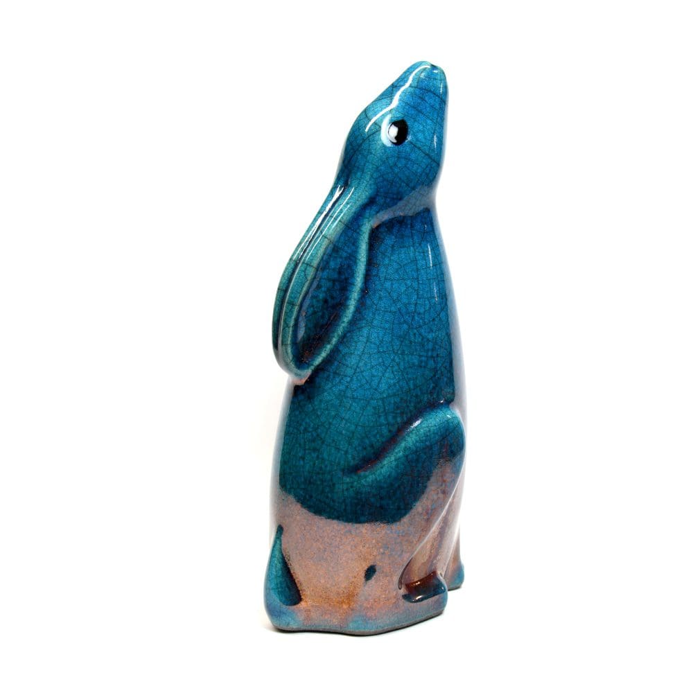 Moongazing Hare, large - Ceramic raku fired animal sculpture - Image 2