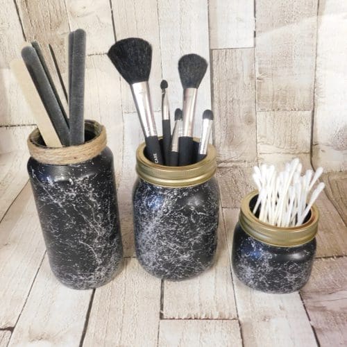 Marble Make Up Brush Holder Jars, Bathroom Storage Pink, Grey, White or Black, Set Of 3 - Image 4