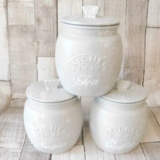 Grey White Marble Kitchen Canisters, Tea Coffee Sugar Jars
