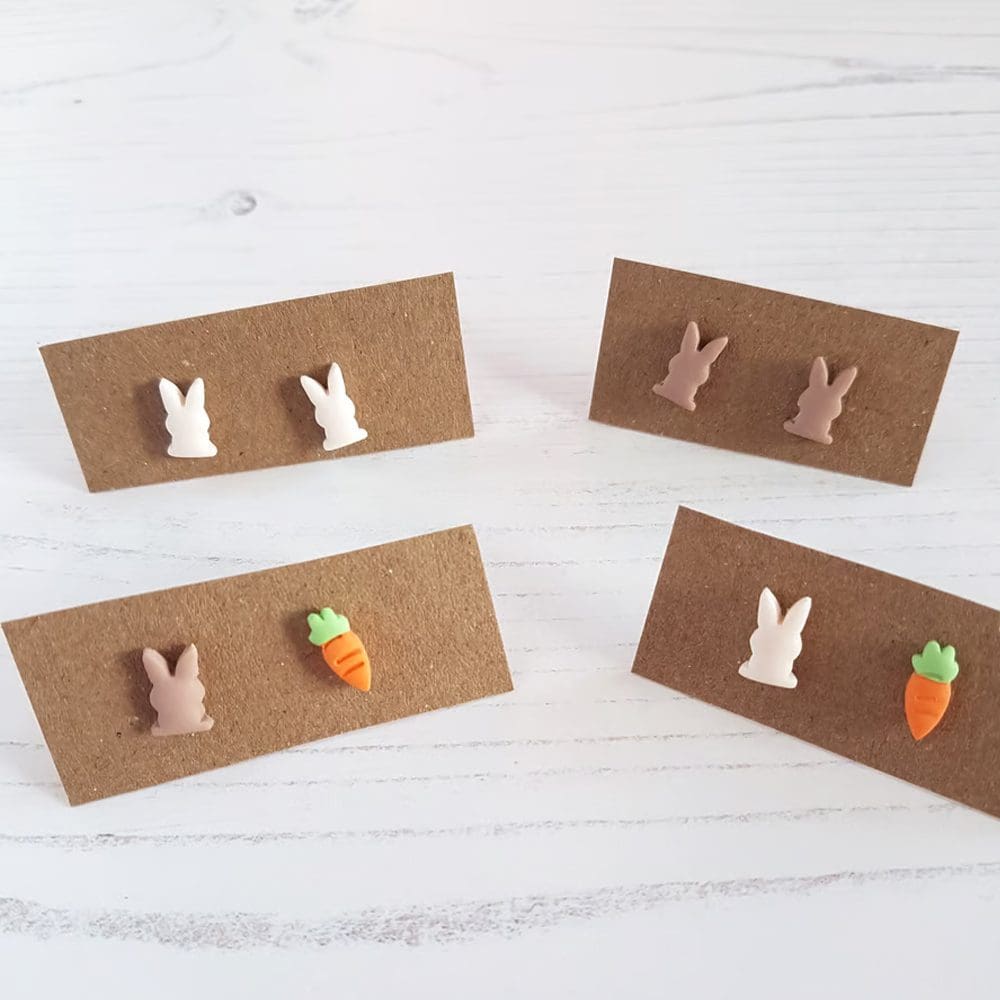 Micro/Mini Bunny and carrot earrings CHOOSE YOUR STYLE - Image 2
