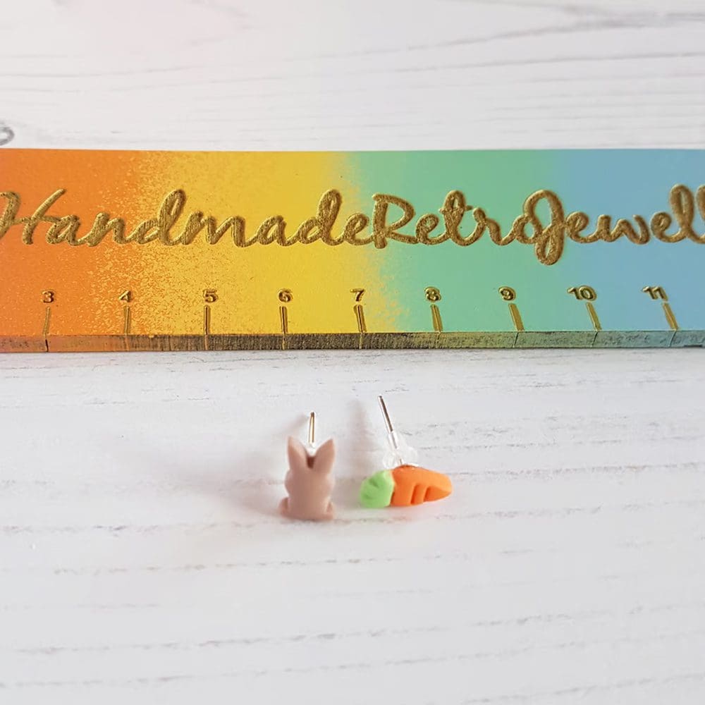 Micro/Mini Bunny and carrot earrings CHOOSE YOUR STYLE - Image 4