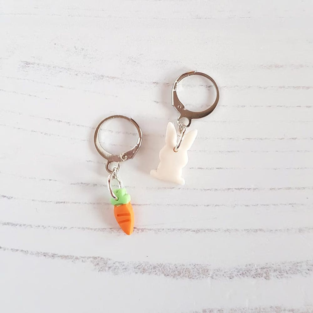 Micro/Mini Bunny and carrot earrings CHOOSE YOUR STYLE - Image 6