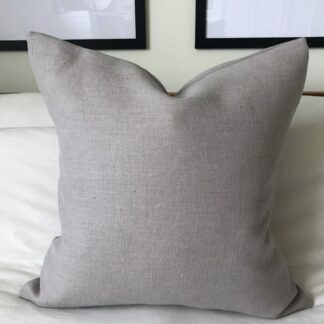 light grey linen cushion cover with envelope reverse