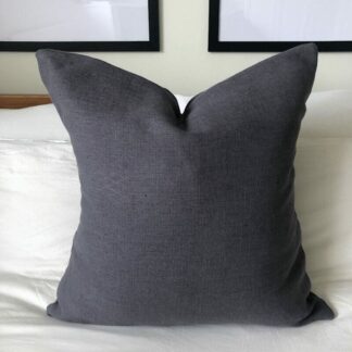 Dark grey cushion cover, with envelope reverse. French linen