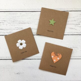 Mini Thank You Cards - star, butterflies, flower or heart