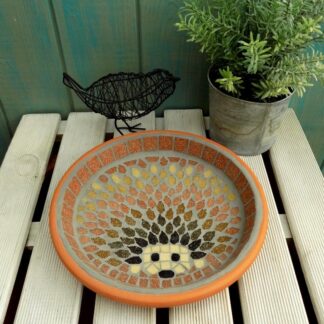 Harvest Hedgehog Mosaic Bird Bath Wildlife Garden Ornament