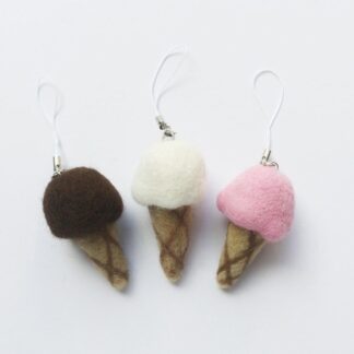 Needle felted ice cream bag charms