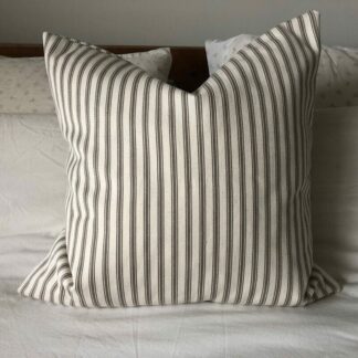 French country pillow covers, ticking stripe beige / taupe and neutral
