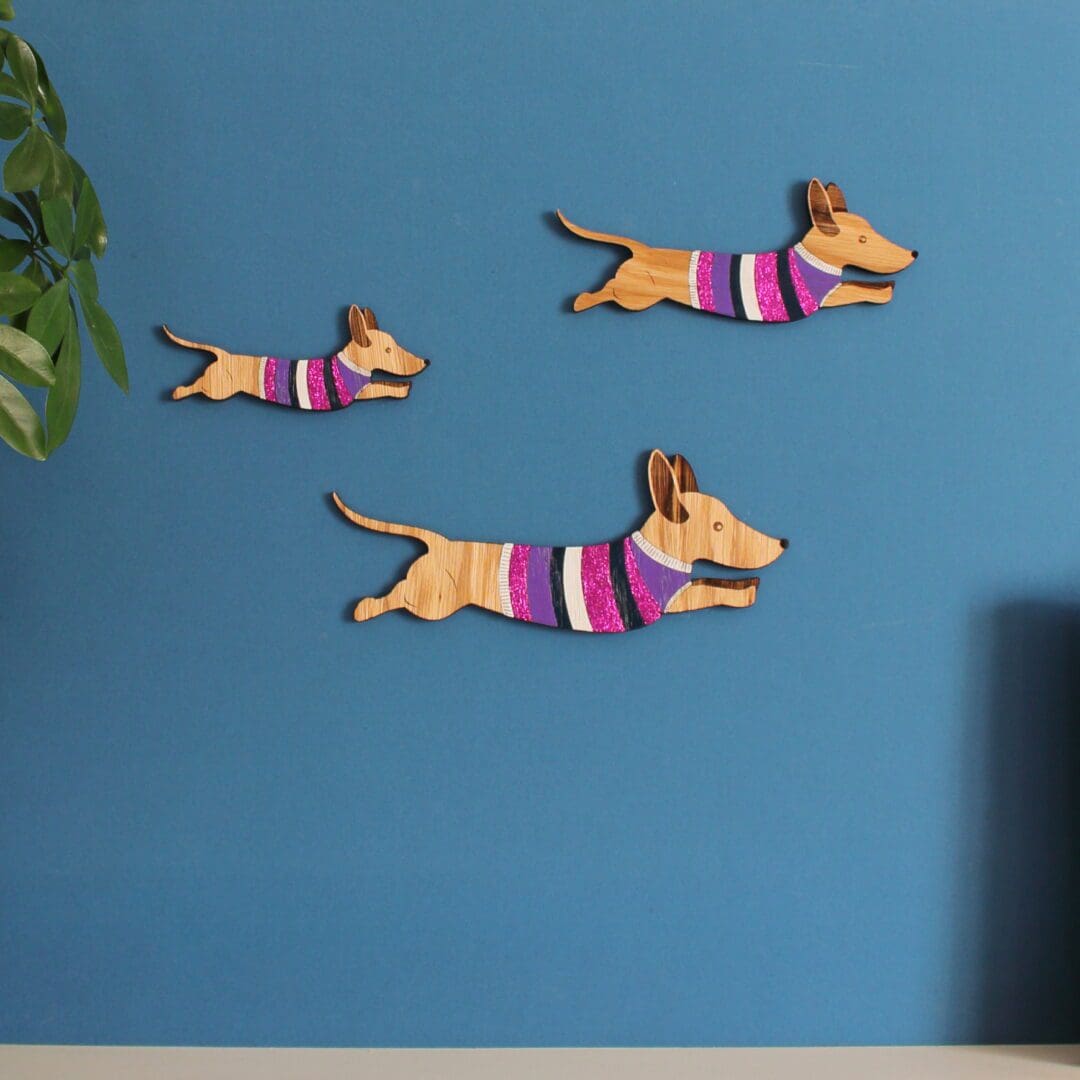 Jumping Sausage Dogs - Wall decor Hangings - Image 2