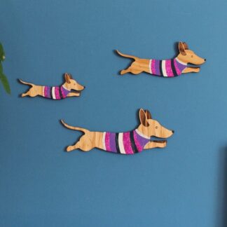 Jumping Sausage Dogs - Wall decor Hangings