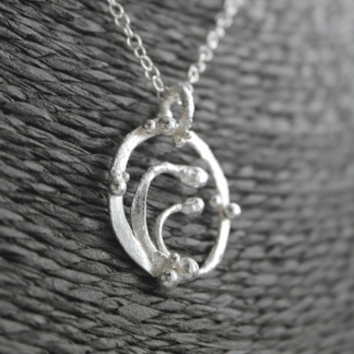 Organic Sterling Silver Wave Pendant Necklace