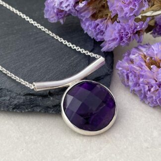 Purple Amethyst Gemstone Sterling Silver Necklace