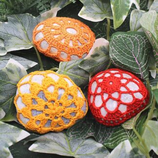 Set of 3 crochet covered decorative pebbles