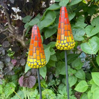 Red hot poker mosaic garden stakes