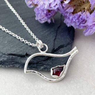 Robin Bird Silver Necklace Red Garnet Gemstone Pendant