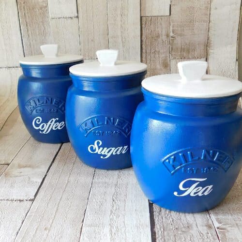 Navy and White Kitchen Canisters, Tea Coffee Sugar Jars - Image 2