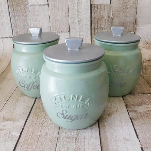 Sage Green Kitchen Canisters – Tea Coffee Sugar Jars Set - Image 3