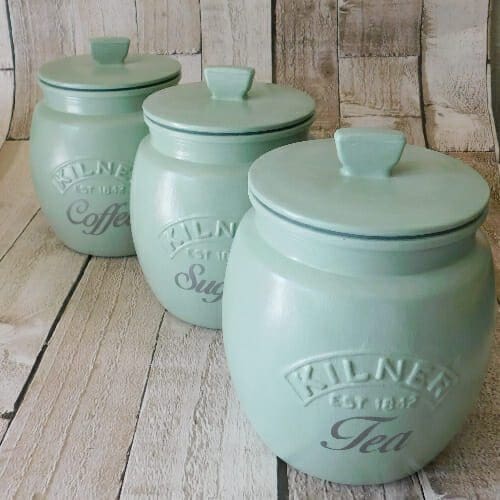 Sage Green Kitchen Canisters – Tea Coffee Sugar Jars Set - Image 2
