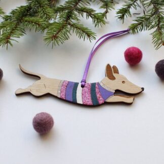 Jumping Sausage Dog in Jumper Decoration