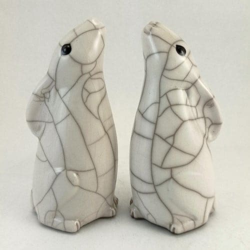Moongazing Hare, small - ceramic raku fired animal sculpture pottery - Image 6