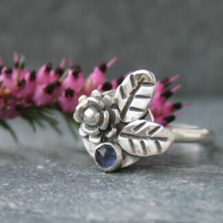 Sterling silver domed flower ring