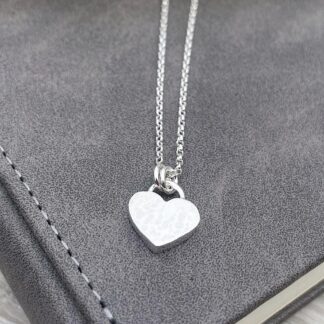 Dainty Sterling Silver Hammered Heart Pendant Necklace