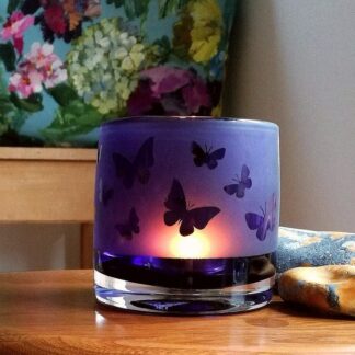 Tealight / Candleholder - Purple - Butterfly