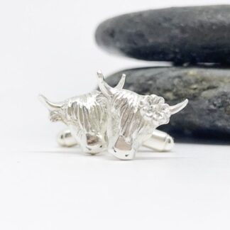 Silver Scottish Highland Cow Cufflinks