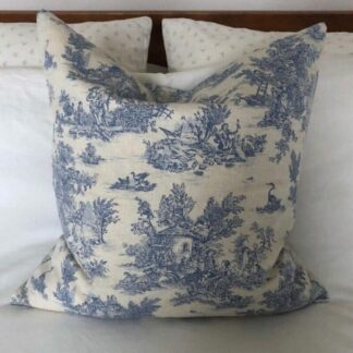 French Country Blue toile pillow cover, toile de jouy cushion